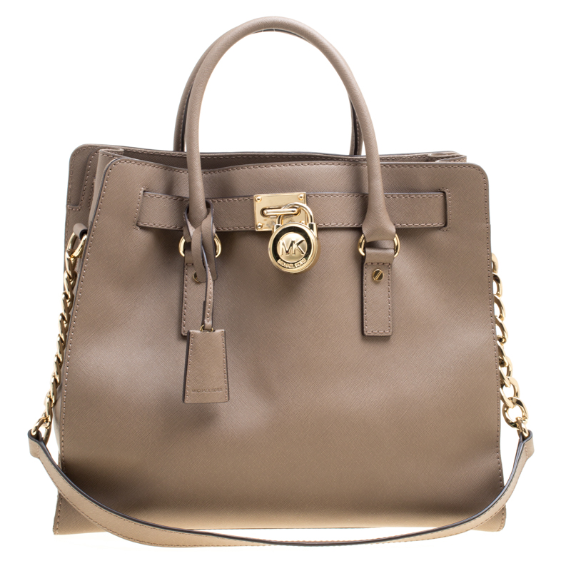 Michael Michael Kors Brown Leather Hamilton Top Handle Bag