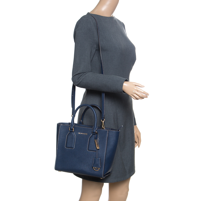 

Michael Kors Blue Leather Top Handle Bag