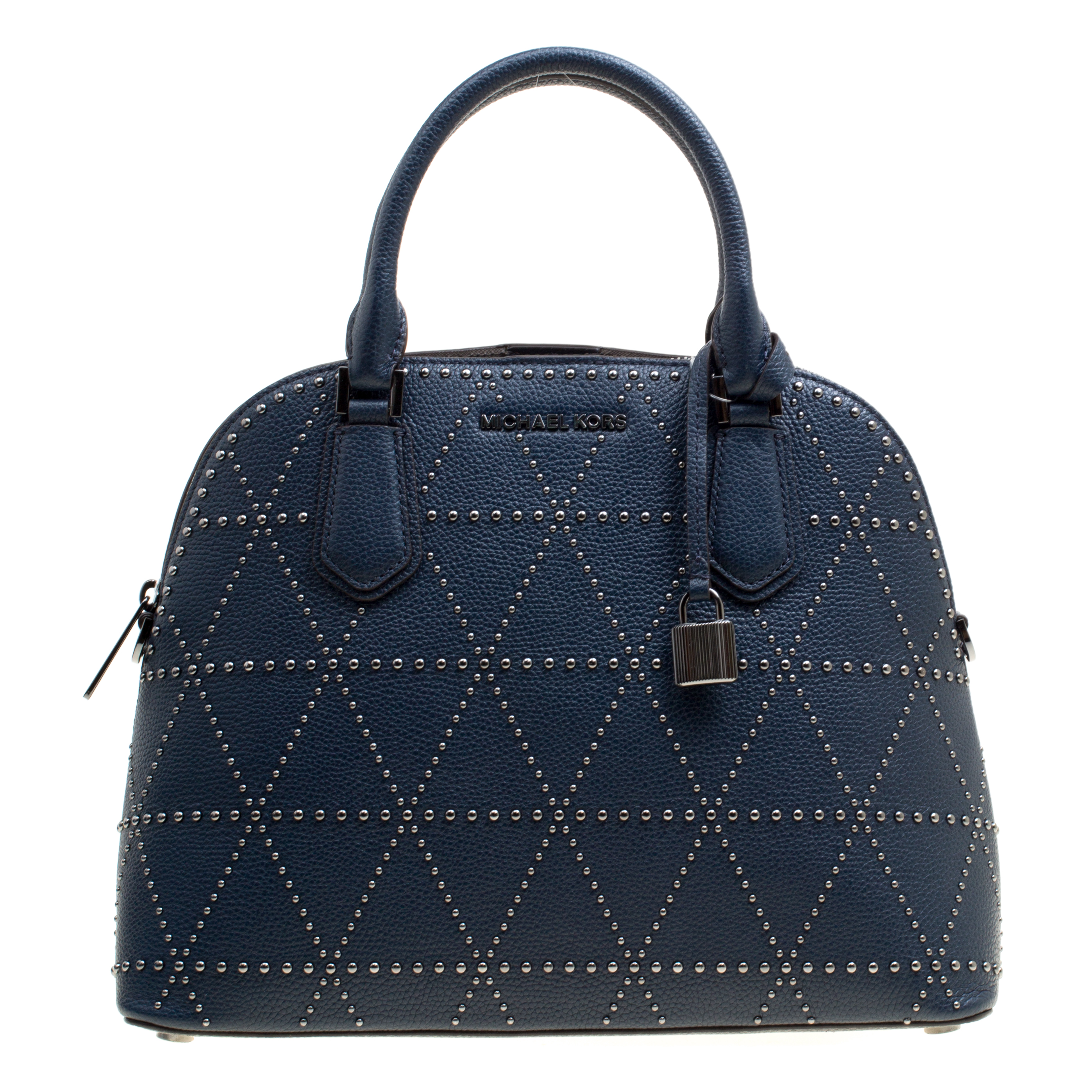 michael kors blue studded handbag