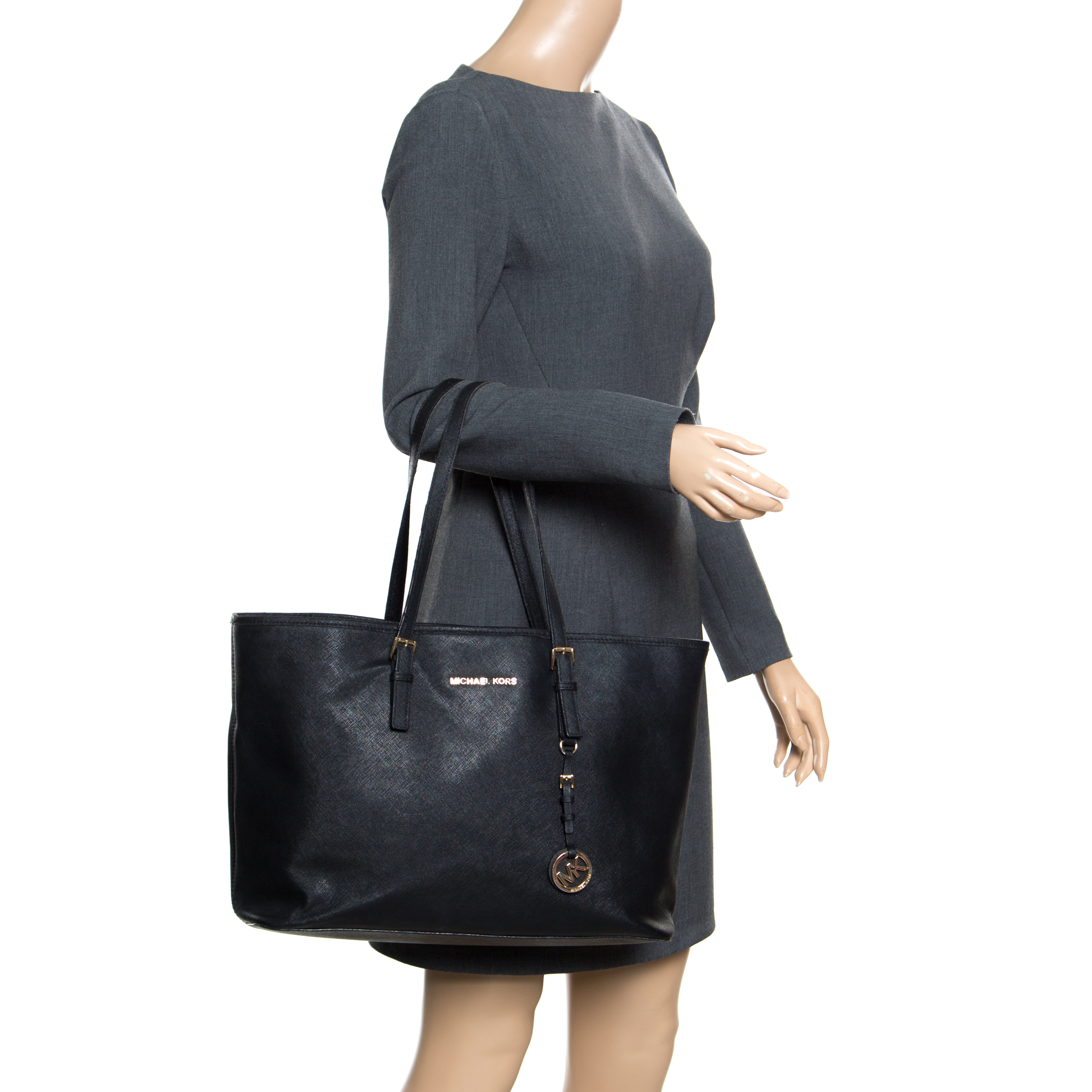 

Michael Michael Kors Black Saffiano Leather Jet Set Tote