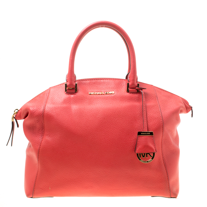 Pre Owned MICHAEL Michael Kors Red Leather Riley Top Handle Bag