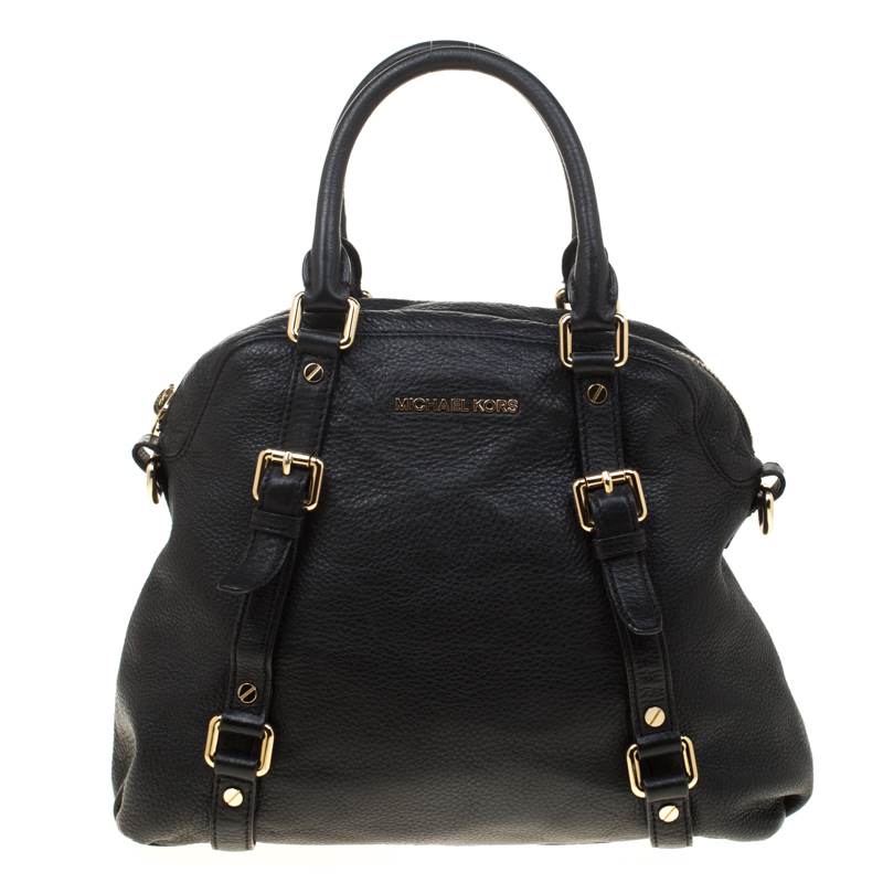 Pre Owned MICHAEL Michael Kors Black Leather Bedford Top Handle Bag