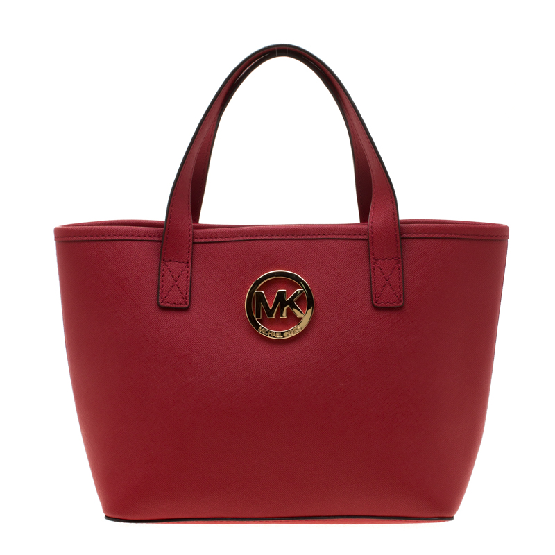 Michael Michael Kors Red Leather Shopper Tote
