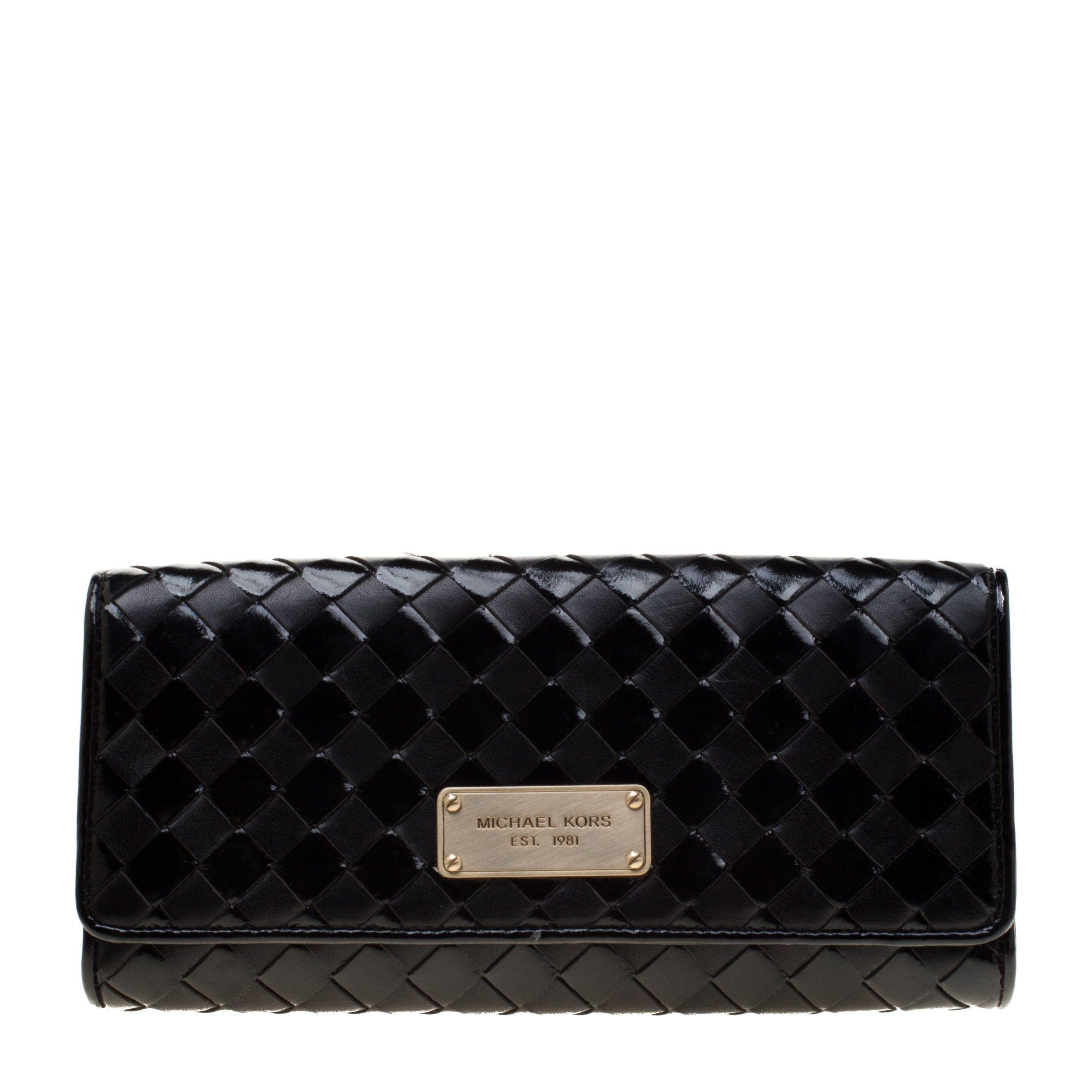 مملوكة مسبقًا حقيبة كلتش مايكل مايكل كورس نيوبيري جلد أسود مغزول