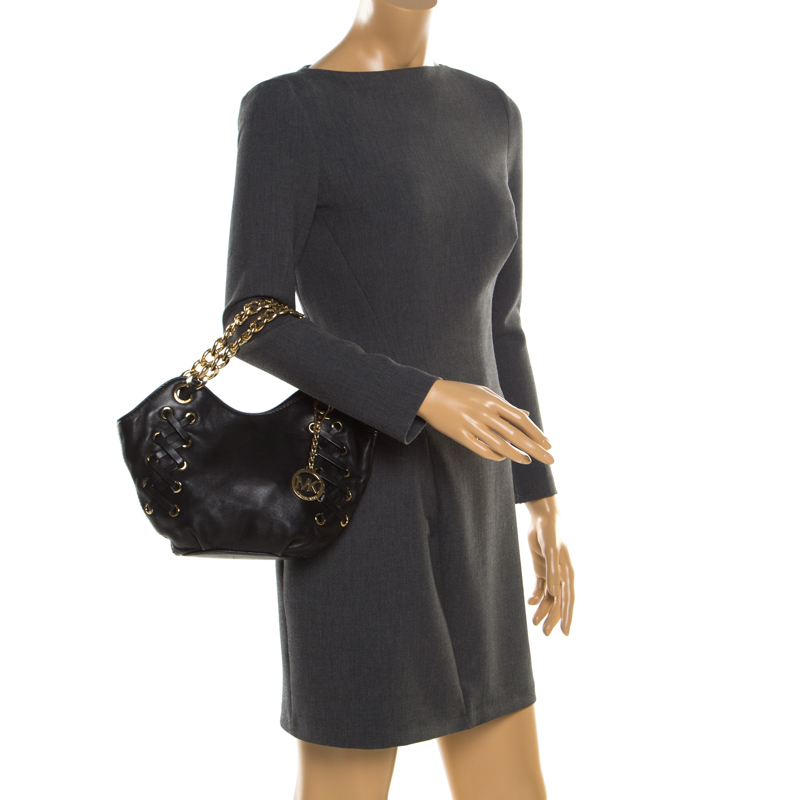 

MICAHEL Michael Kors Black Leather Chain Shoulder Bag
