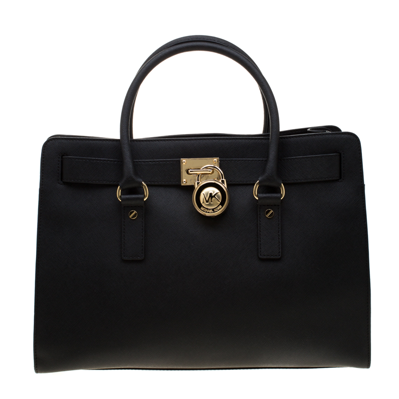 Pre Owned MICHAEL Michael Kors Black Leather Hamilton Tote