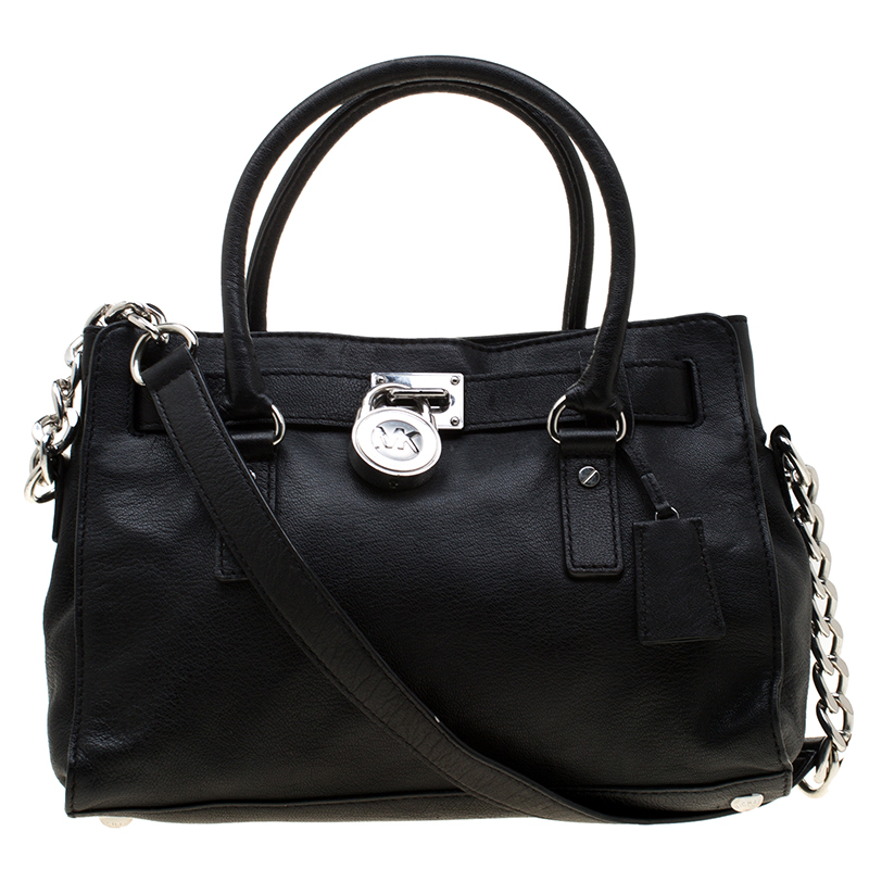 Pre Owned MICHAEL Michael Kors Black Leather Hamilton Tote