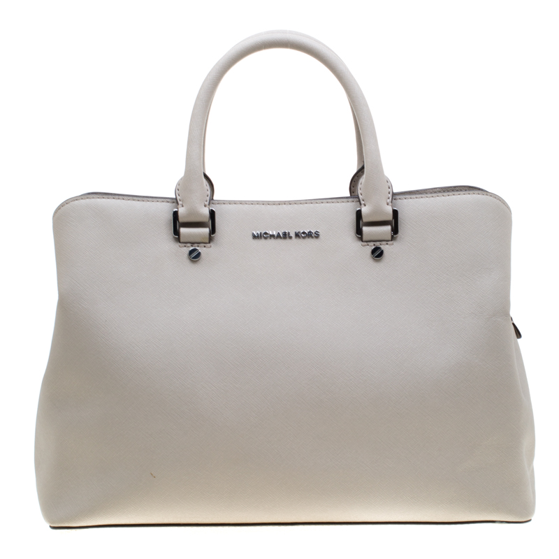 Pre Owned Michael Michael Kors Grey Saffiano Leather Savannah Tote