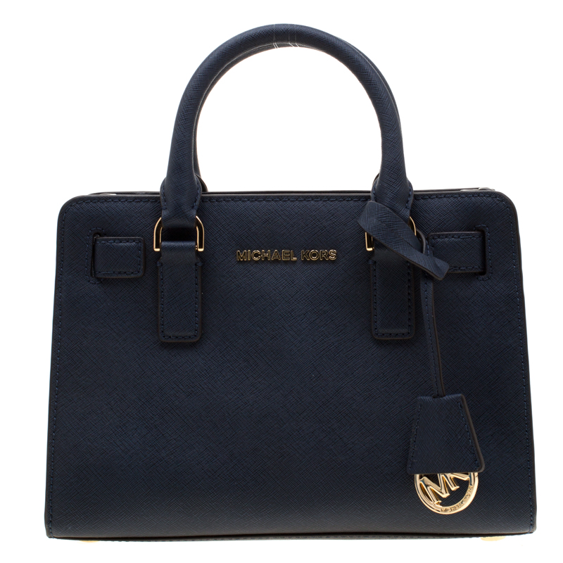 مملوكة مسبقًا حقيبة يد مايكل مايكل كورس ديلون صغيرة جلد سافيانو زرقاء