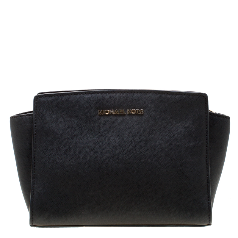 Pre Owned Michael Michael Kors Black Leather Mini Selma Tote 