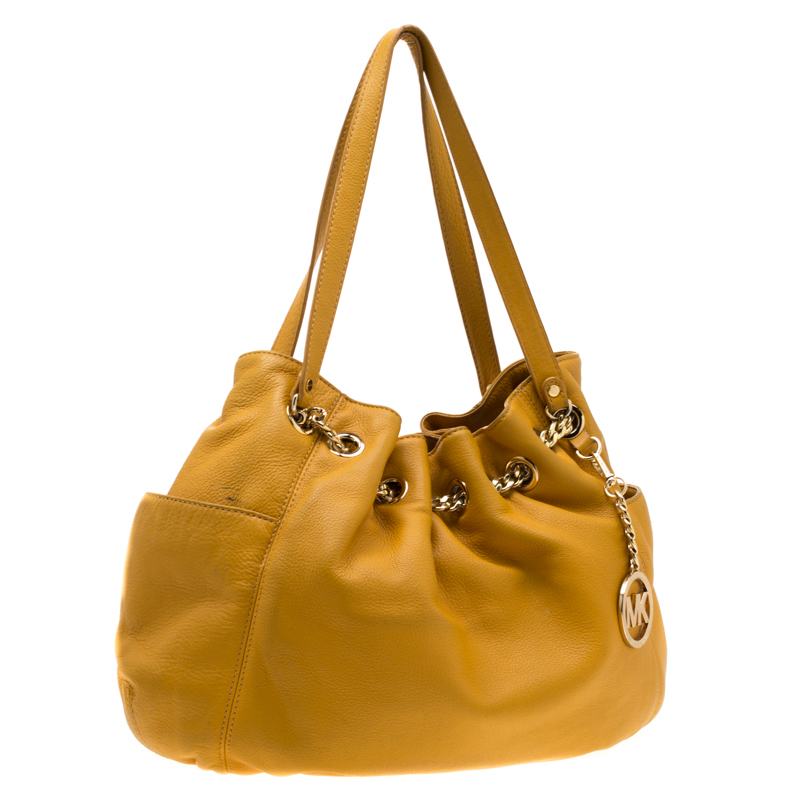 Michael Kors Yellow Leather Drawstring Shoulder Bag Michael Kors Yellow Leather Drawstring Shoulder Bag