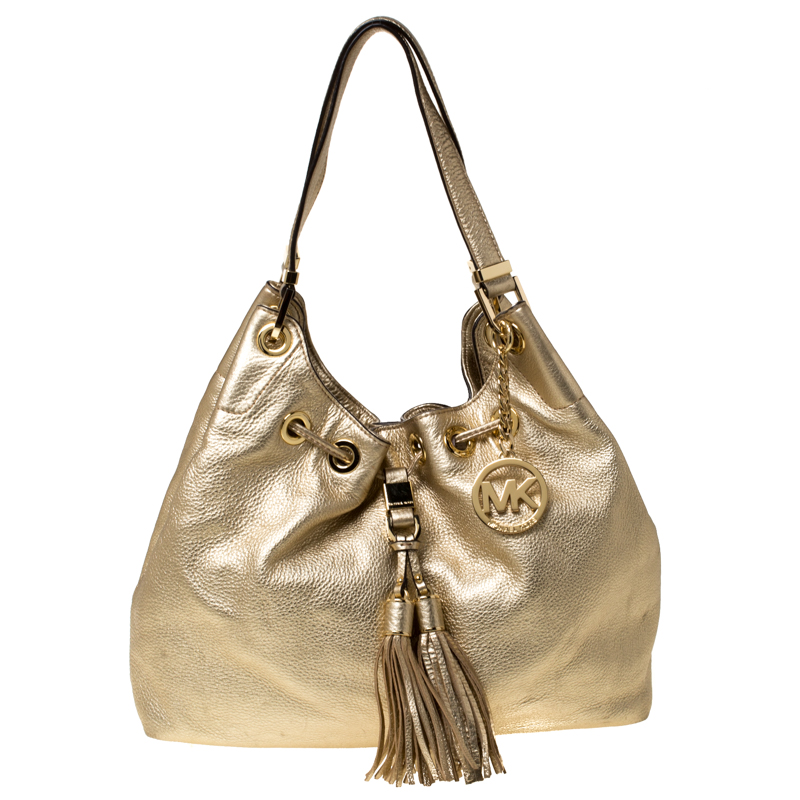 michael kors gold hobo bag