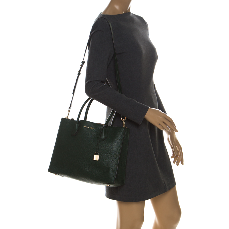 

Michael Kors Dark Green Leather Mercer Tote