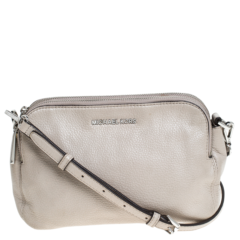 Michael Kors Grey Leather Crossbody Bag