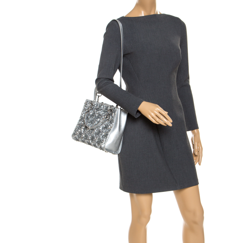 

MICHAEL Michael Kors Silver Leather Sequin Embellished Tote