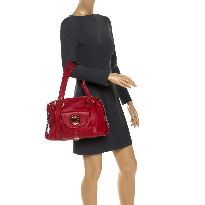 michael kors fulton satchel red