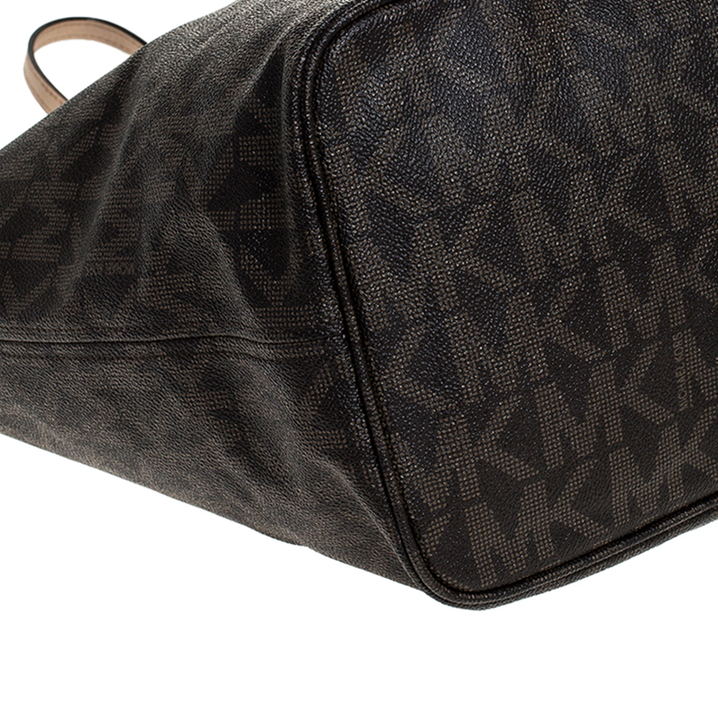 Michael Kors Monogram Jet Set 12MKE0108 Brown Coated Canvas Tote Leather  ref.290159 - Joli Closet