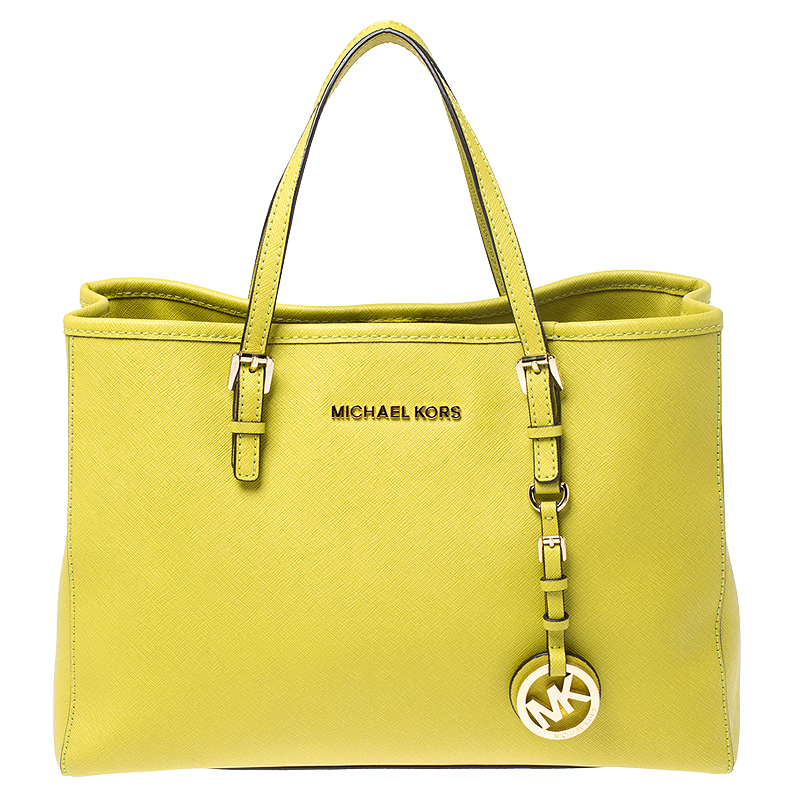 MICHAEL Michael Kors Neon Green Saffiano Leather Small Jet Set Travel Tote  MICHAEL Michael Kors | TLC