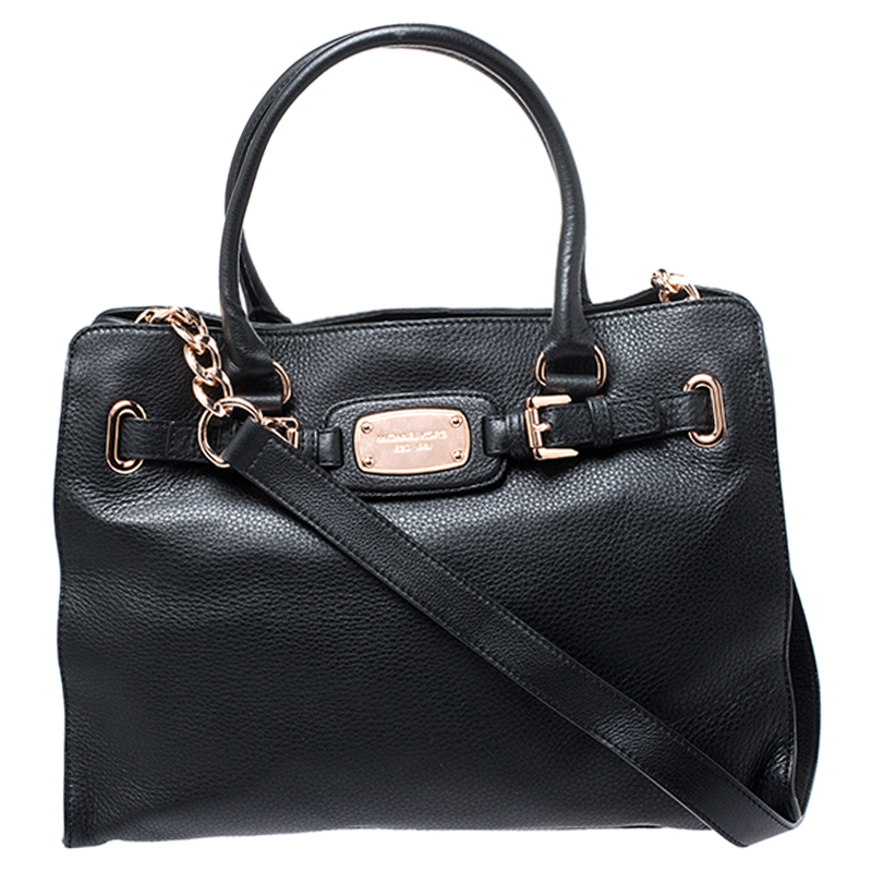 Pre Owned حقيبة مايكل مايكل كورس هاميلتون نقشة جلد سوداء