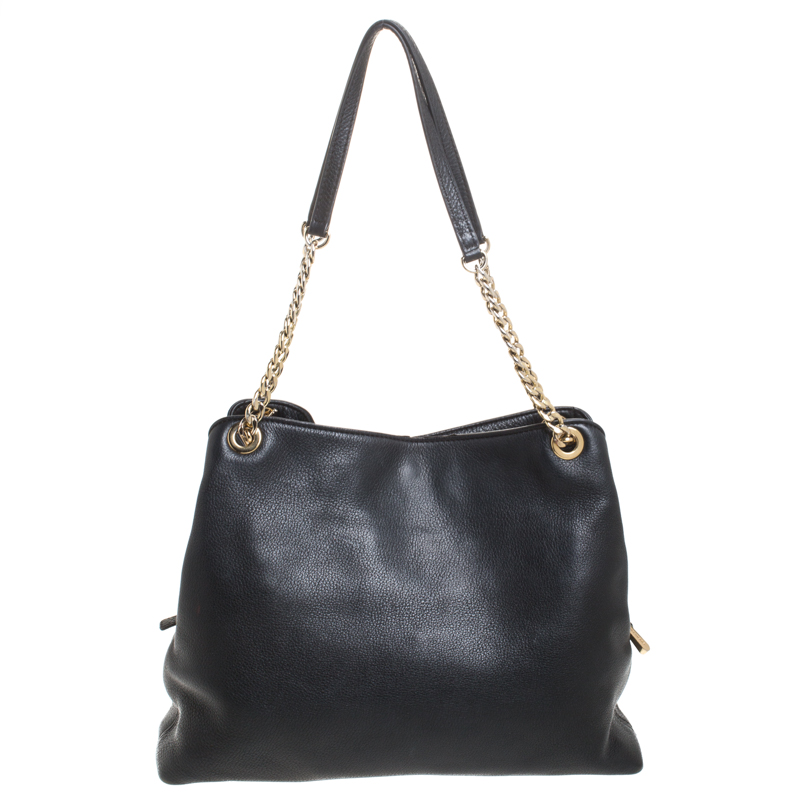 Michael Michael Kors Jet Set Pebbled Tote Bag - Black