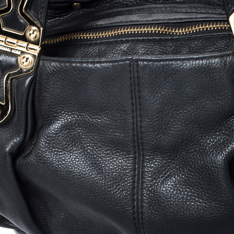 Pre-owned Michael Michael Kors Black Leather Stud Bottom Hobo