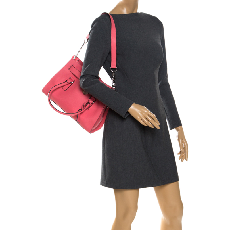 

MICHAEL Michael Kors Pink Saffiano Leather Medium Hamilton Tote