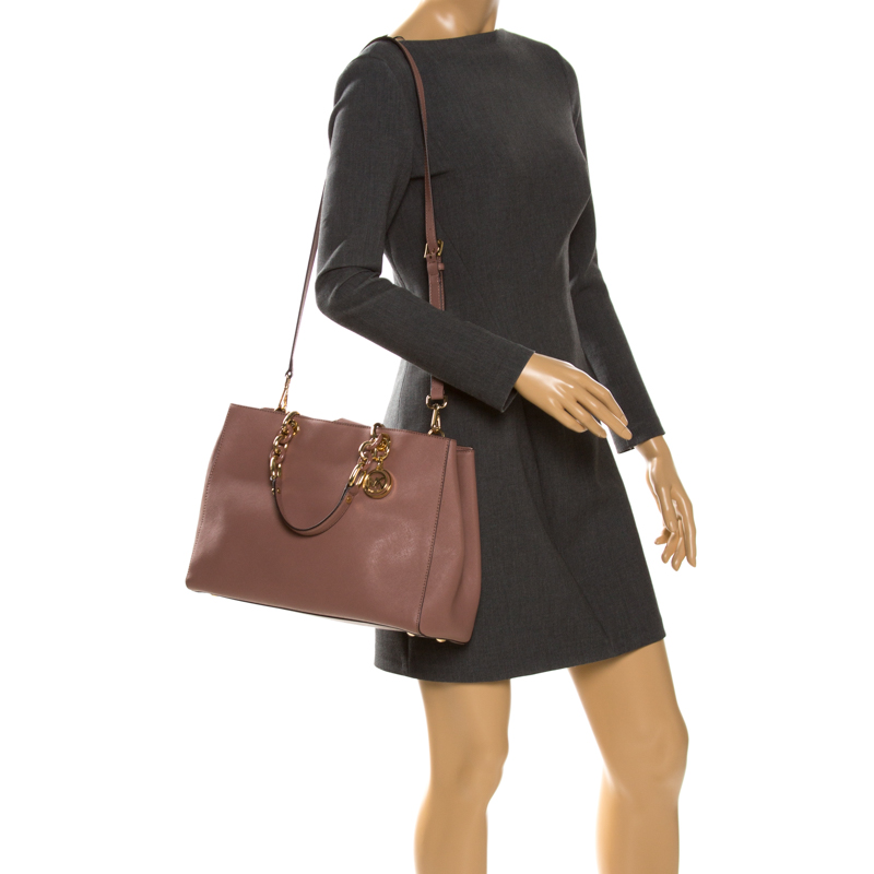 

MICHAEL Michael Kors Rose Pink Leather Large Cynthia Tote