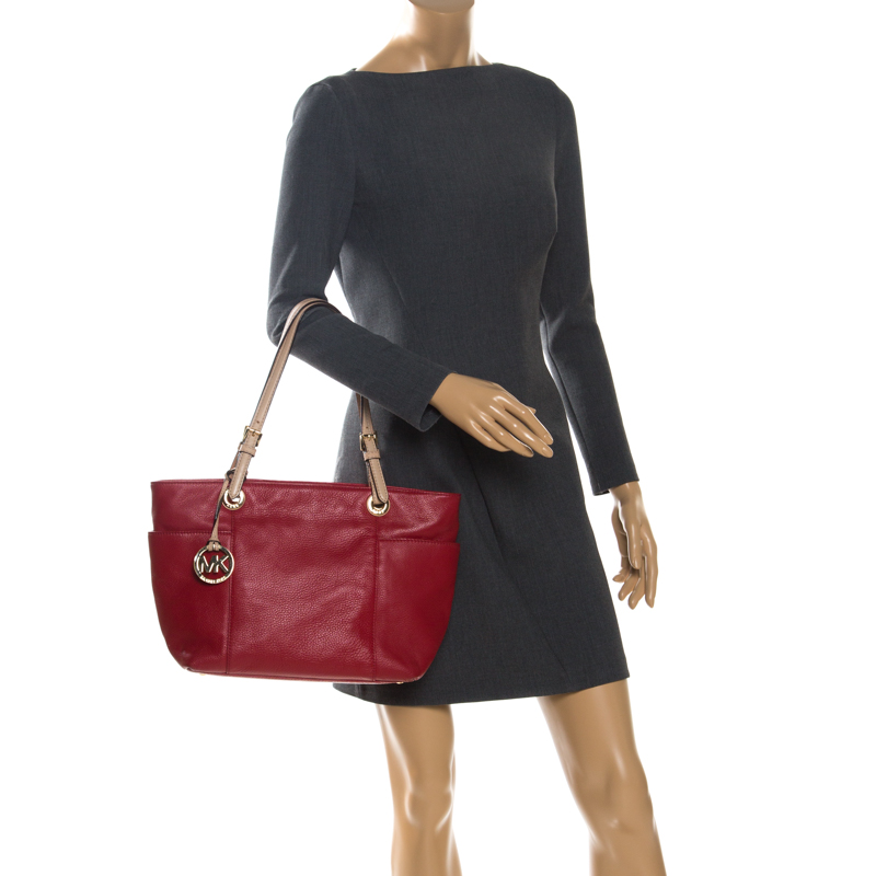 

MICHAEL Michael Kors Red Leather Jet Set Tote