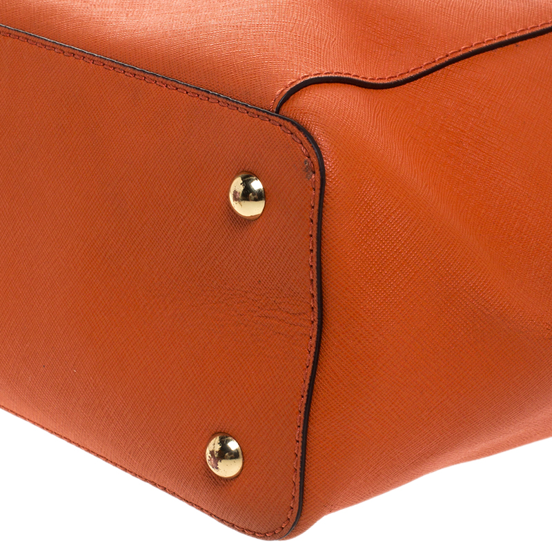 Michael Kors 'jet Set Travel' Saffiano Leather Top Zip Tote in Orange