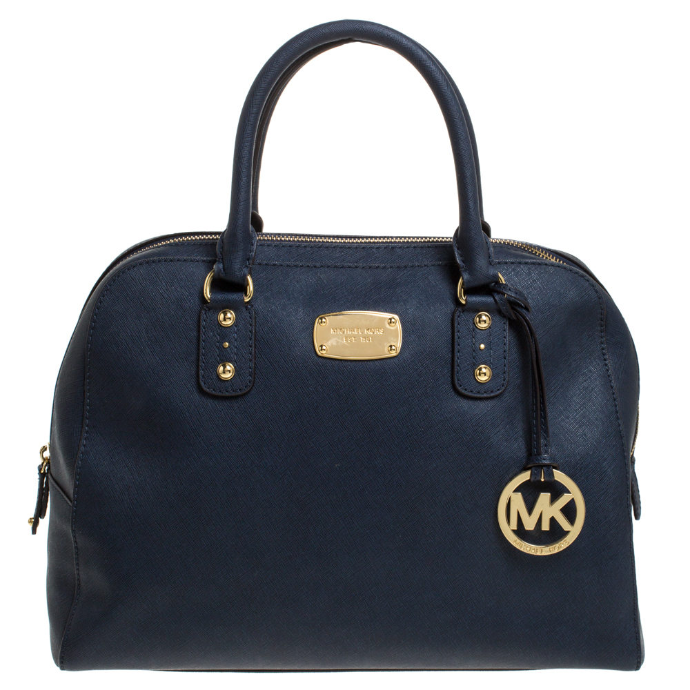 مملوكة مسبقًا MICHAEL Michael Kors Blue Leather Cindy Satchel
