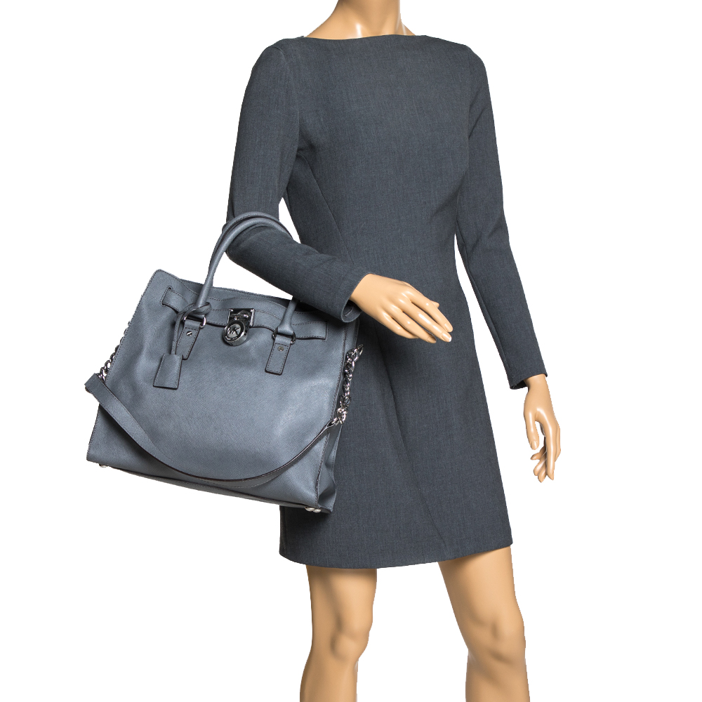 

MICHAEL Michael Kors Grey Leather Large Hamilton North South Tote