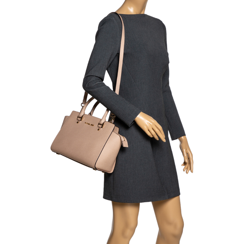 

MICHAEL Michael Kors Beige Leather Medium Selma Satchel
