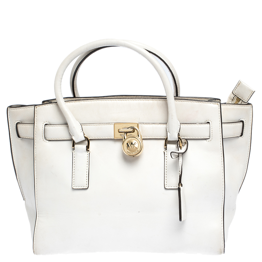 white and grey michael kors bag