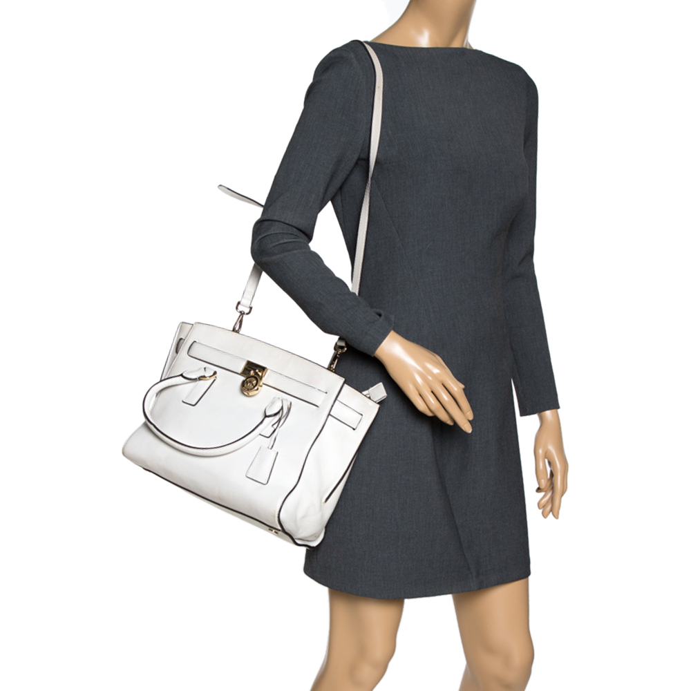 

MICHAEL Michael Kors White Leather Hamilton Tote