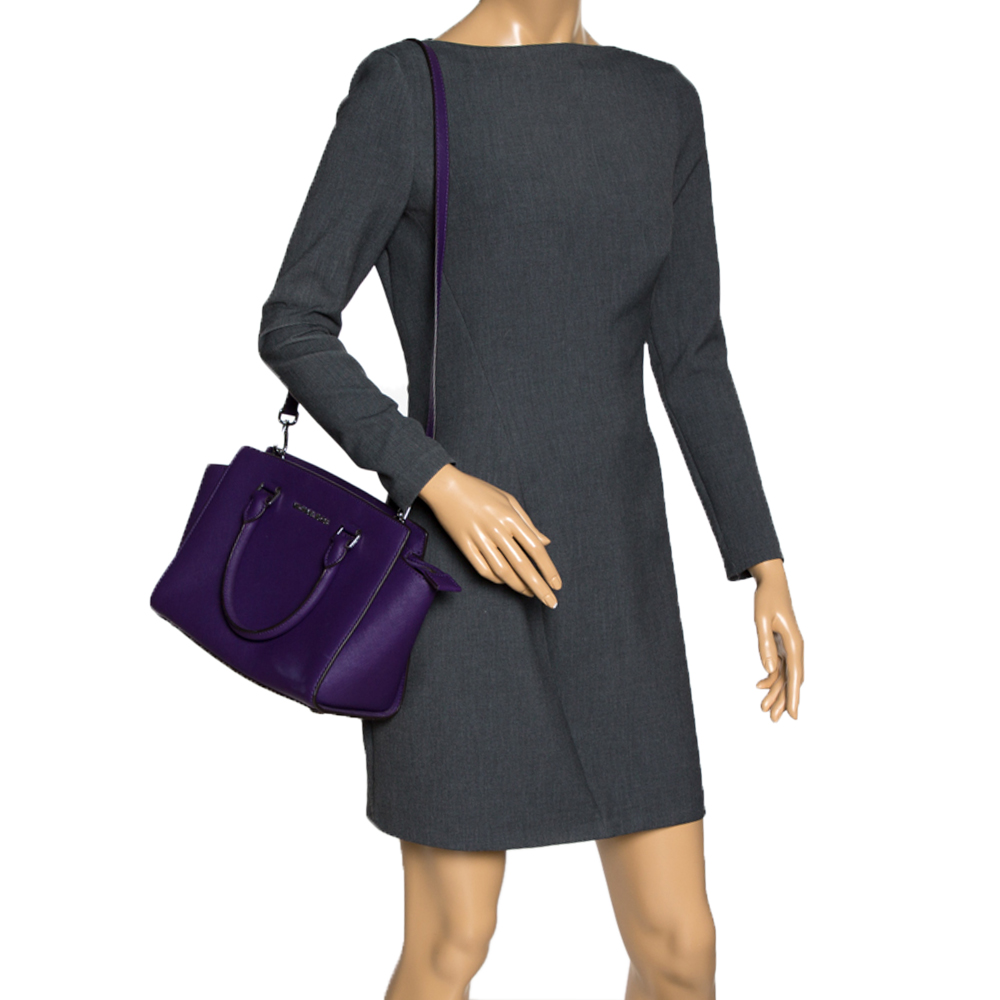 

MICHAEL Michael Kors Purple Leather Medium Selma Satchel