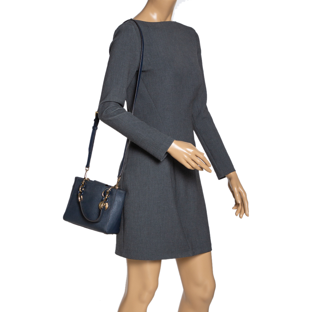 

MICHAEL Michael Kors Navy Blue Leather Mini Cynthia Crossbody Bag