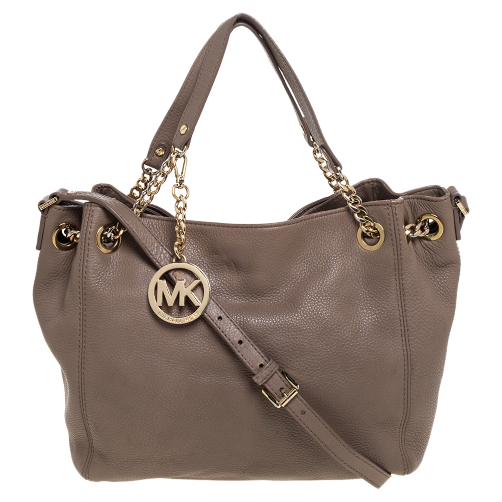 Pre-owned Michael Michael Kors Beige Leather Jet Set Chain Hobo