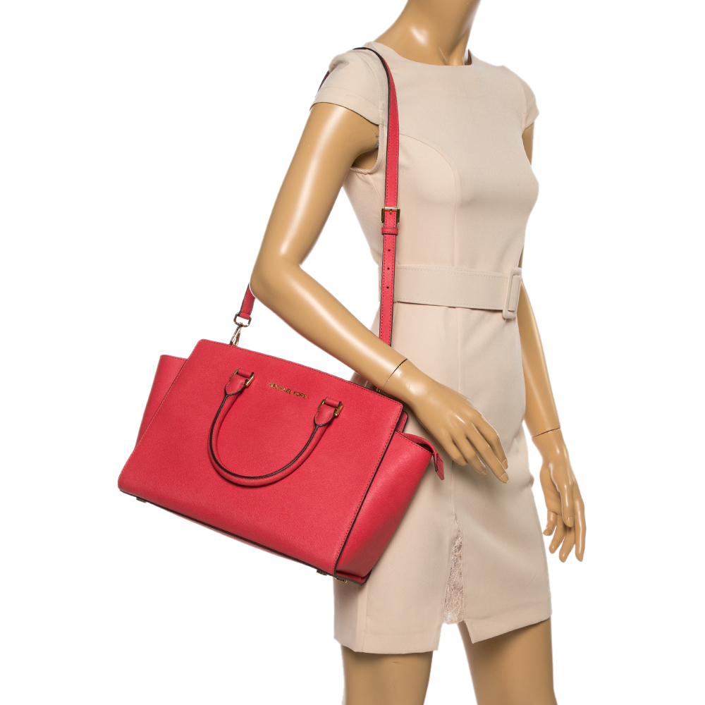 

MICHAEL Michael Kors Red Leather Large Selma Satchel