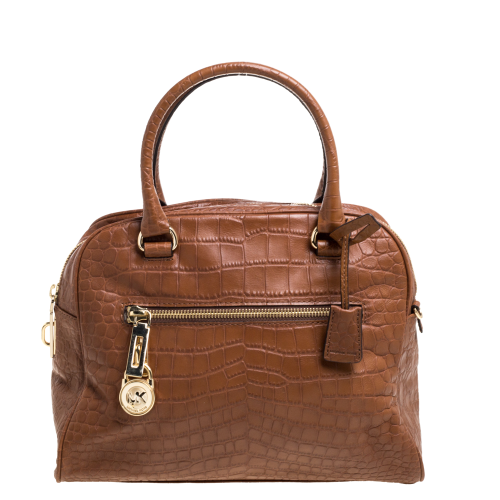 michael kors brown alligator purse