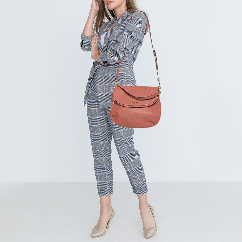 

MICHAEL Michael Kors Peach Leather Bedford Shoulder Bag, Orange
