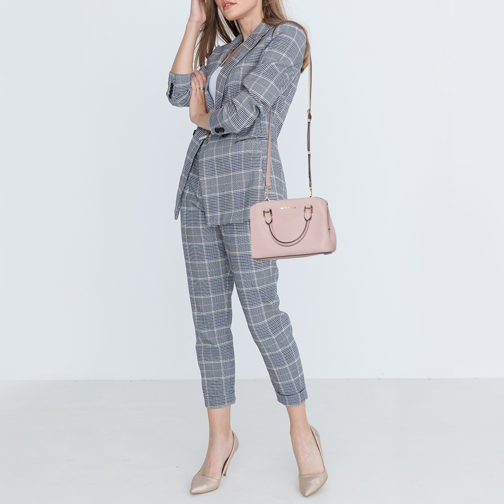 

MICHAEL Michael Kors Pink Saffiano Leather Small Idina Satchel