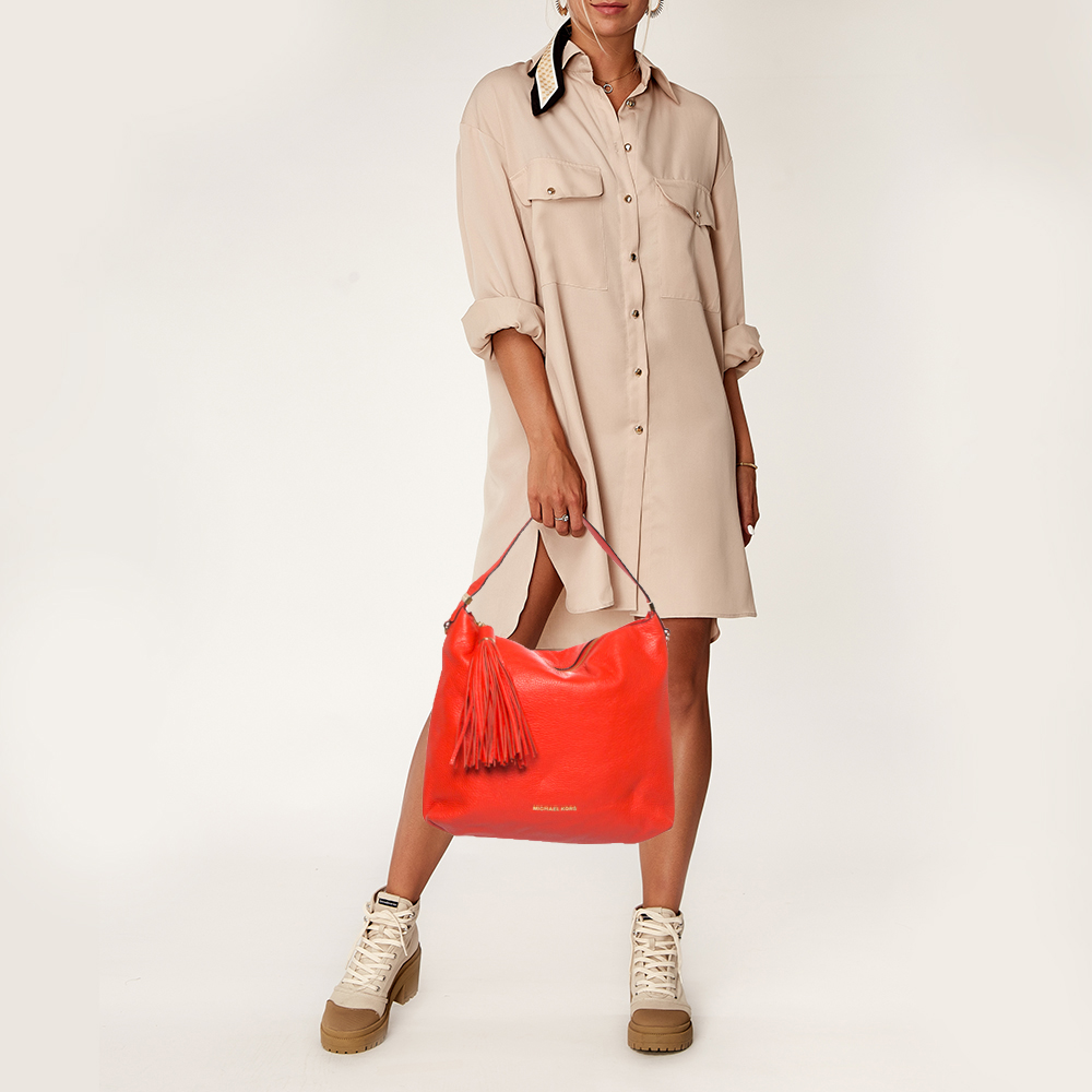 

MICHAEL Michael Kors Candy Red Soft Leather Tassel Hobo