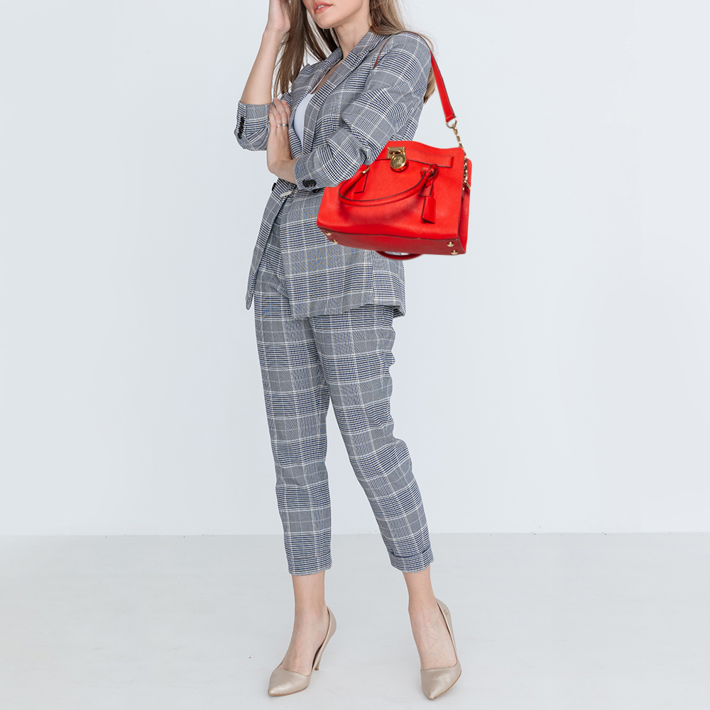

MICHAEL Michael Kors Red Leather Medium Hamilton East West Tote