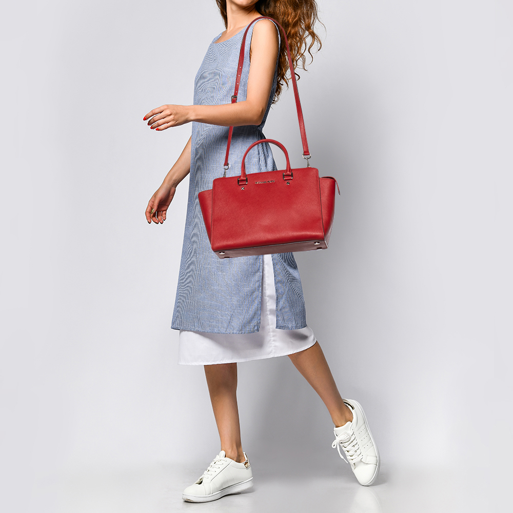

MICHAEL Michael Kors Red Leather Large Selma Tote
