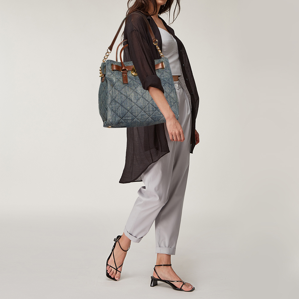 

MICHAEL Michael Kors Blue Denim And Leather Hamilton Shoulder Bag