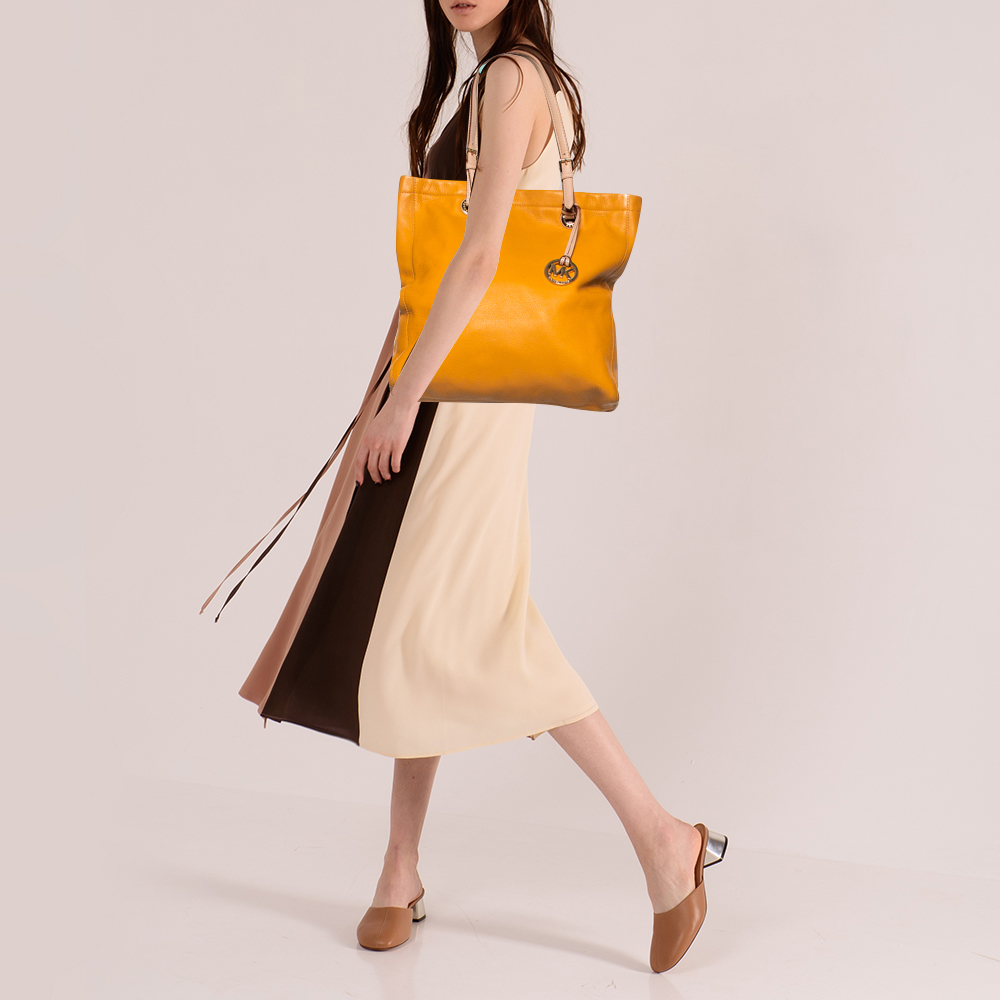 

MICHAEL Michael Kors Yellow Leather Jet Set North South Tote