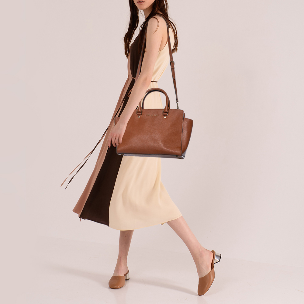 

MICHAEL Michael Kors Brown Saffiano Leather Large Selma Tote