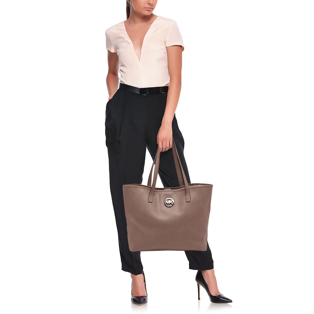 

MICHAEL Michael Kors Brown Saffiano Leather Jet Set Travel Tote