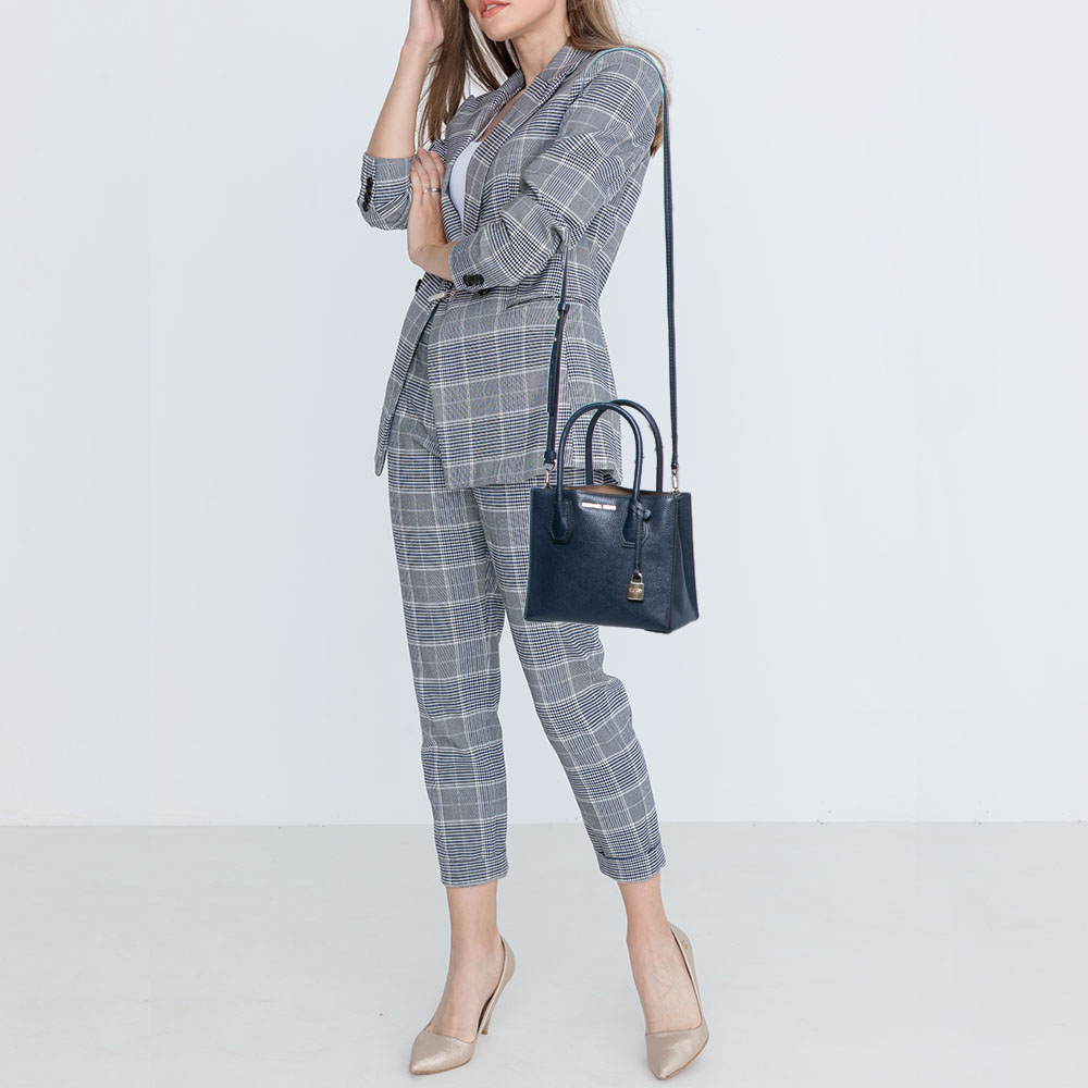 

MICHAEL Michael Kors Black Leather Mini Mercer Tote, Blue