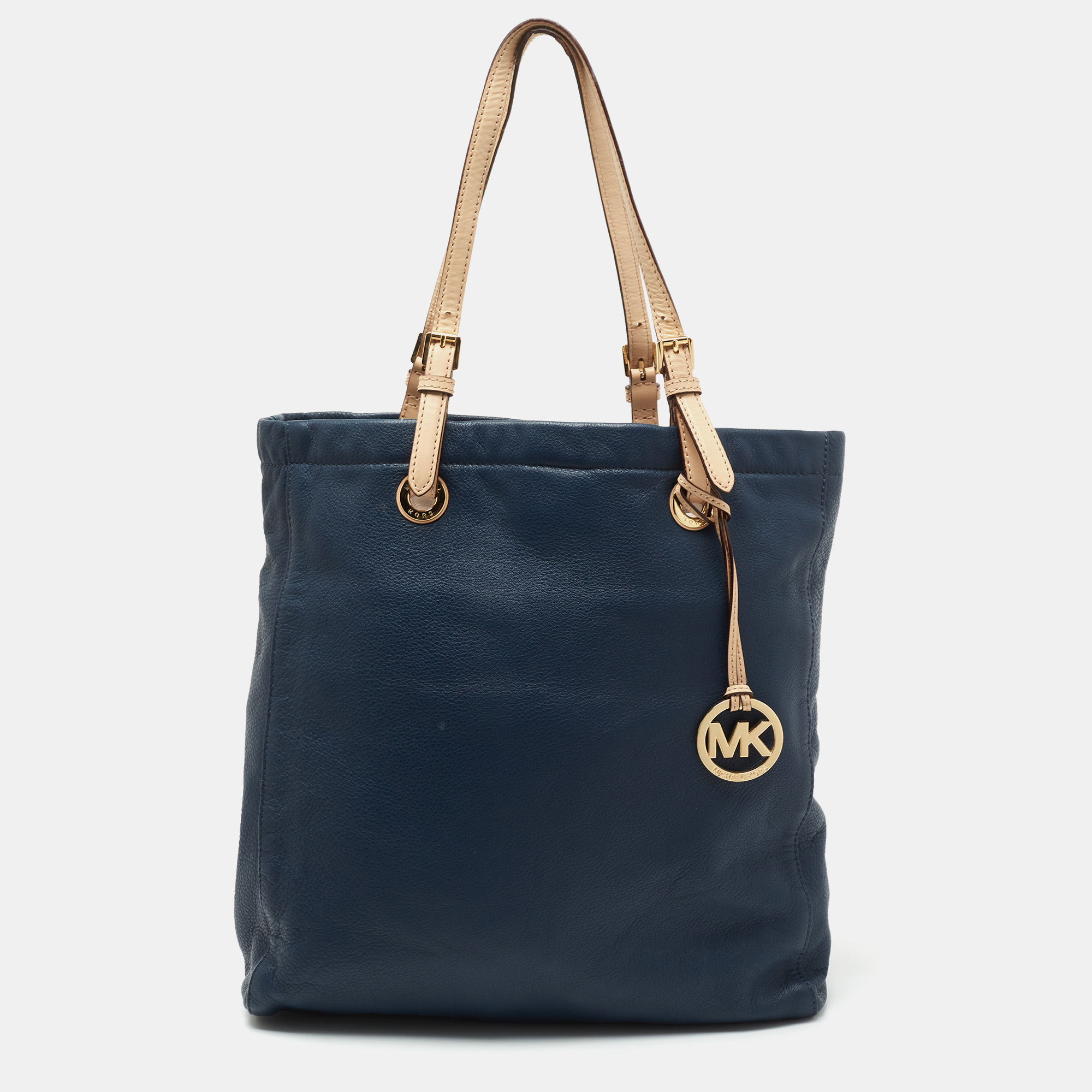 Pre-owned Michael Michael Kors Blue/beige Leather Jet Set Tote